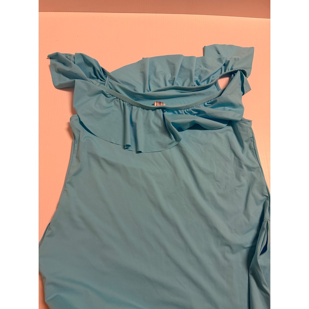 Tommy Bahama Light Blue Ruffle Off Shoulder Swim Cover Up Dress Medium